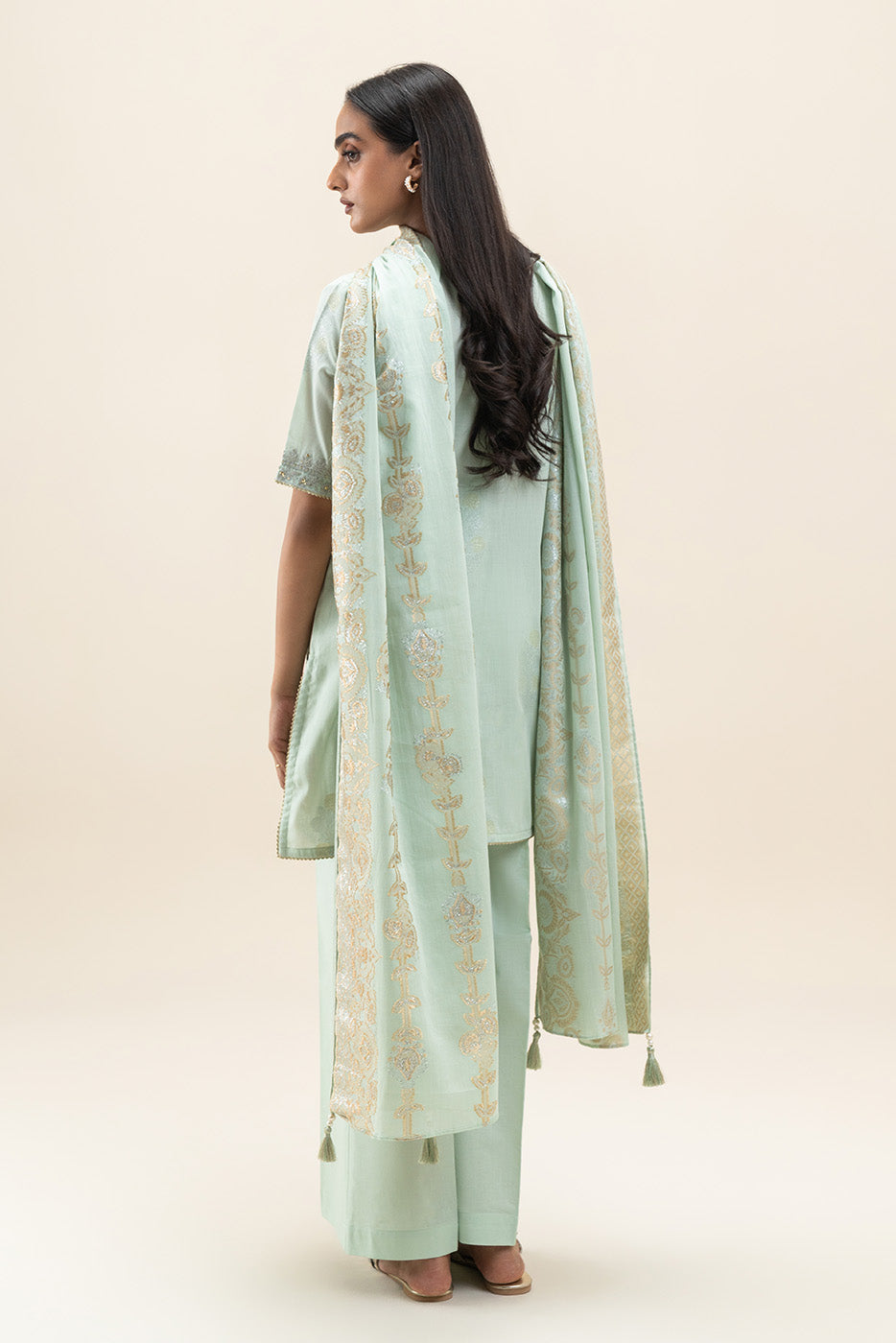 3 PIECE EMBROIDERED LUREX JACQUARAD SUIT-SERENE GLAM (UNSTITCHED)