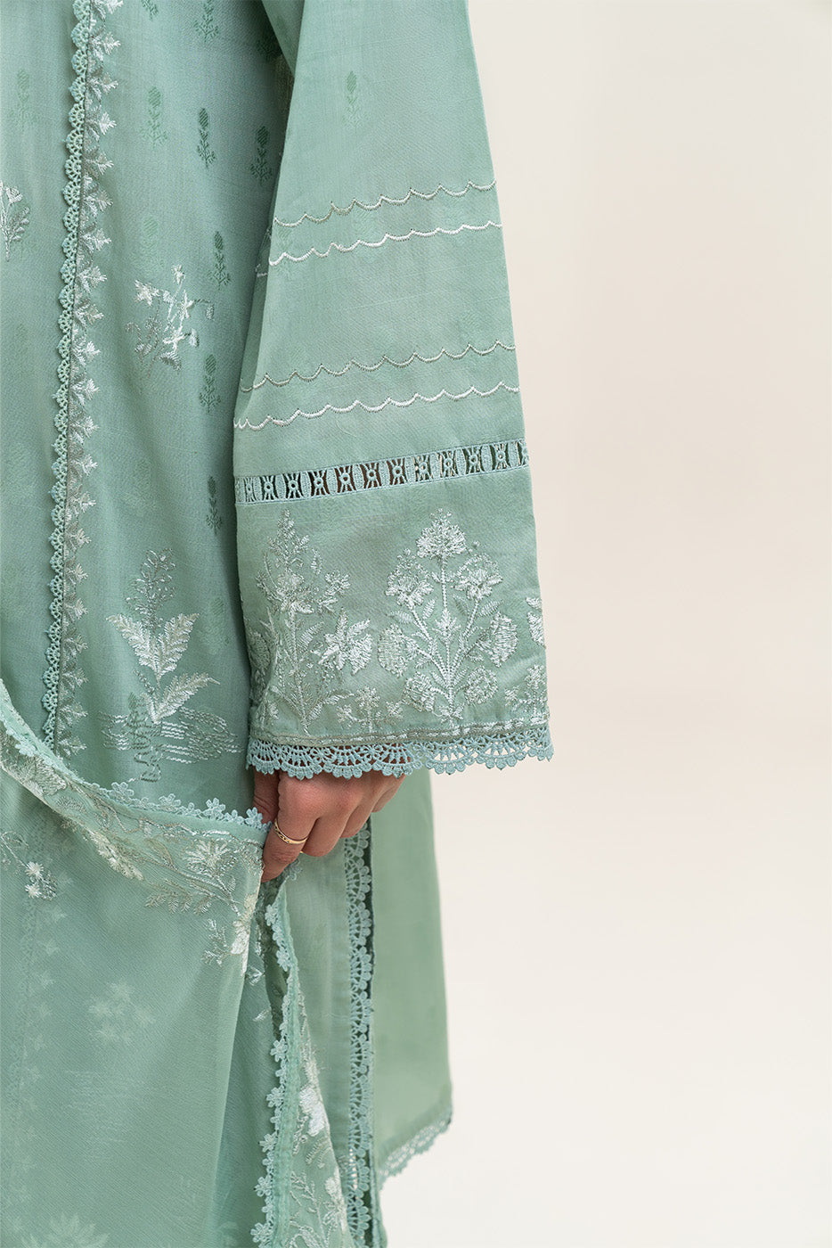 3 PIECE EMBROIDERED SELF JACQUARD SELF JACQUARD SUIT-PISTACHIO PASTEL (UNSTITCHED)