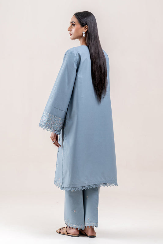 2 PIECE EMBROIDERED LAWN SUIT-STEAL BLUE (UNSTITCHED)
