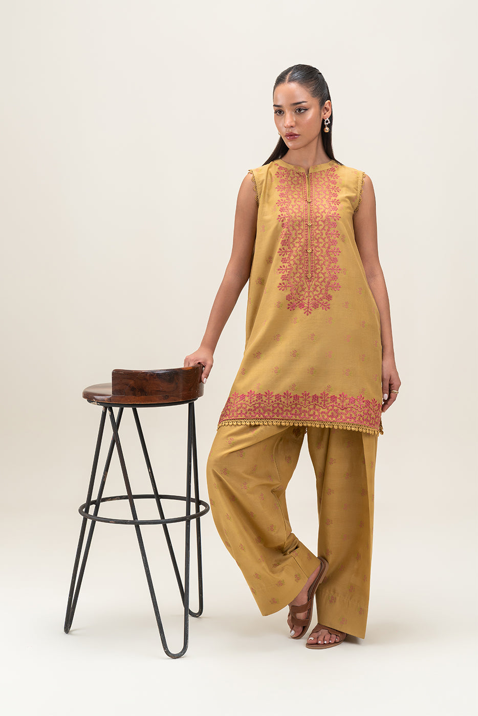 2 PIECE EMBROIDERED JACQUARD SUIT-SUNNY GLOW (UNSTITCHED)