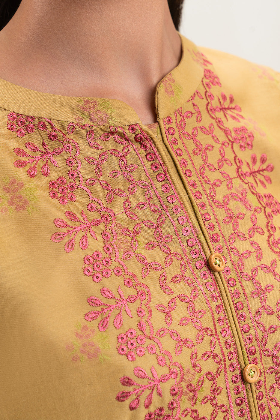 2 PIECE EMBROIDERED JACQUARD SUIT-SUNNY GLOW (UNSTITCHED)