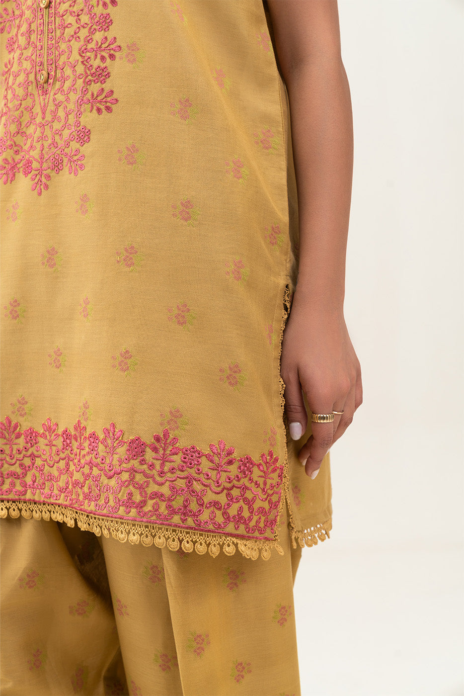 2 PIECE EMBROIDERED JACQUARD SUIT-SUNNY GLOW (UNSTITCHED)