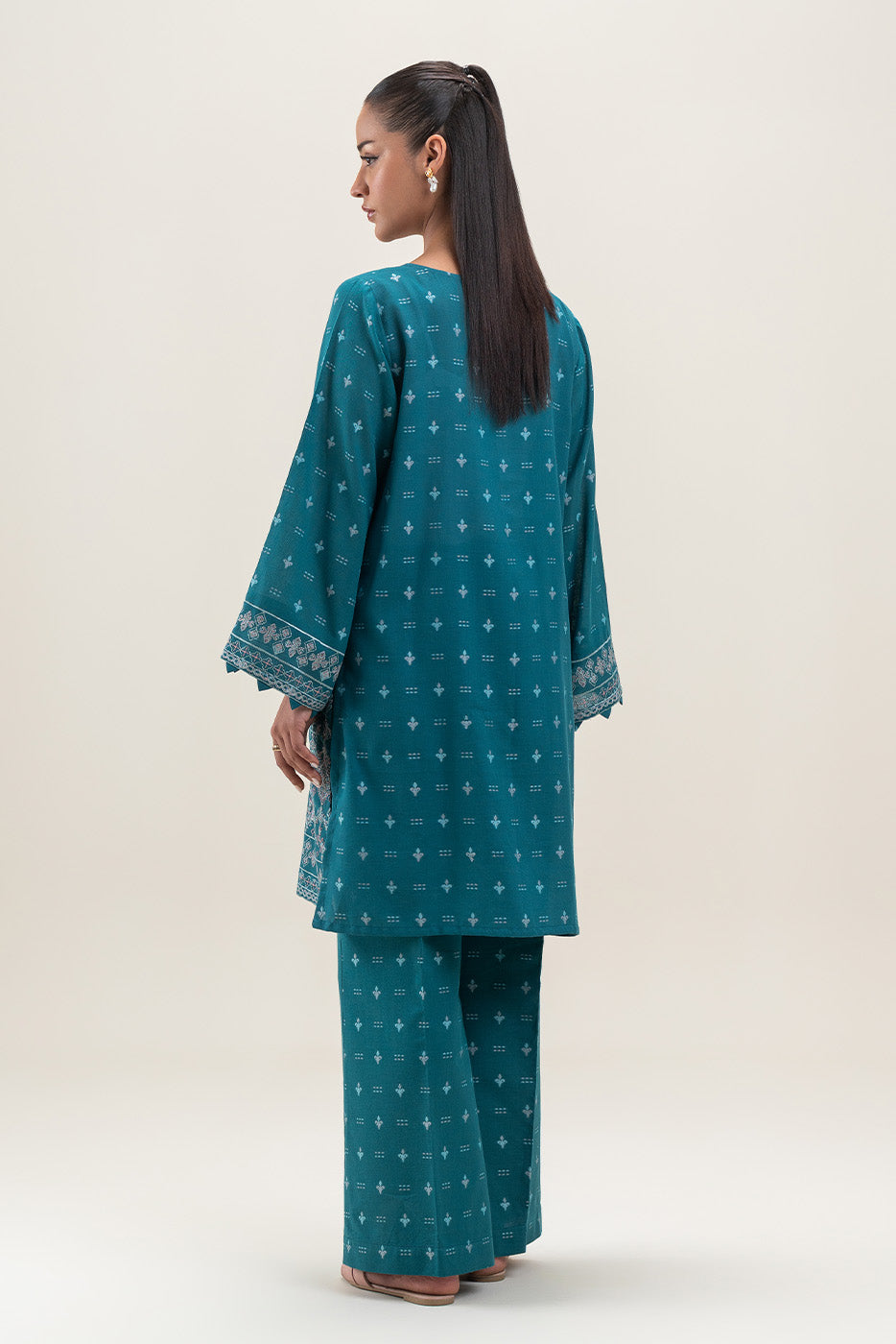 2 PIECE EMBROIDERED JACQUARD SUIT-MIDNIGHT LAGOON (UNSTITCHED)