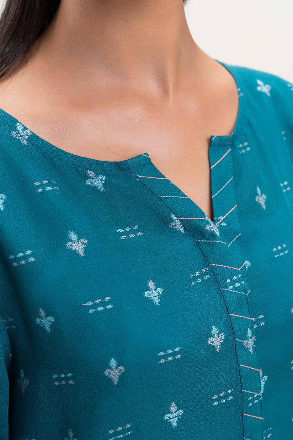 2 PIECE EMBROIDERED JACQUARD SUIT-MIDNIGHT LAGOON (UNSTITCHED)