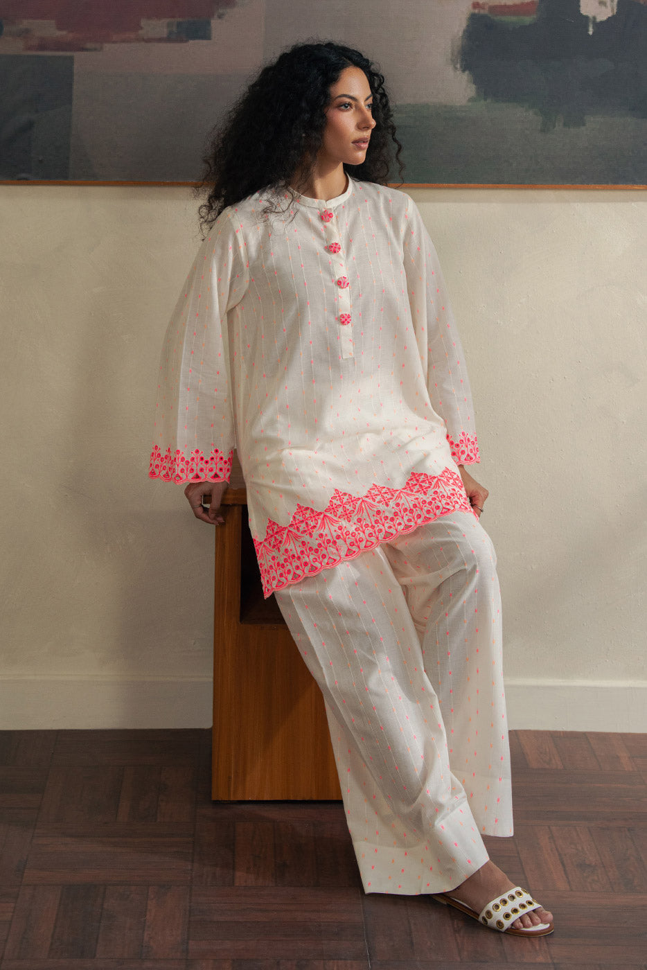 2 PIECE EMBROIDERED JACQUARD SUIT-PEARL PINK (UNSTITCHED)