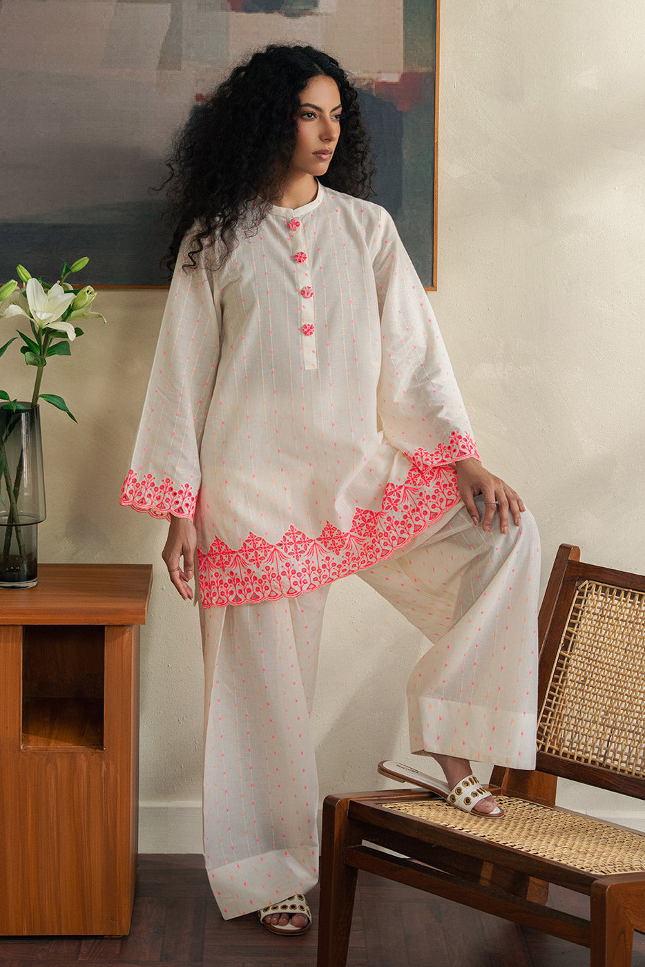 2 PIECE EMBROIDERED JACQUARD SUIT-PEARL PINK (UNSTITCHED)