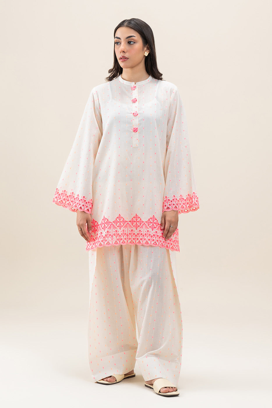 2 PIECE EMBROIDERED JACQUARD SUIT-PEARL PINK (UNSTITCHED)
