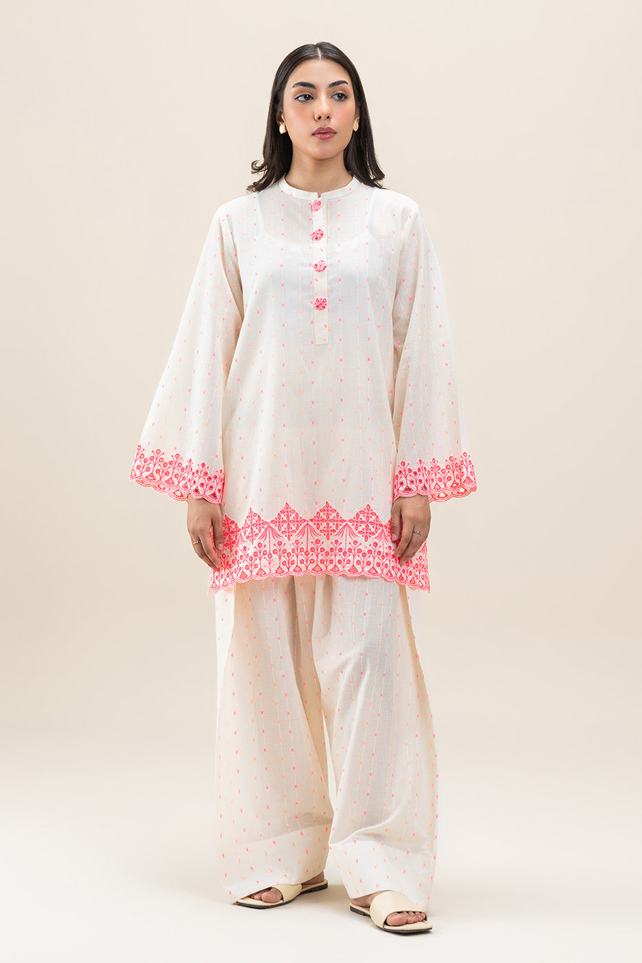 2 PIECE EMBROIDERED JACQUARD SUIT-PEARL PINK (UNSTITCHED)
