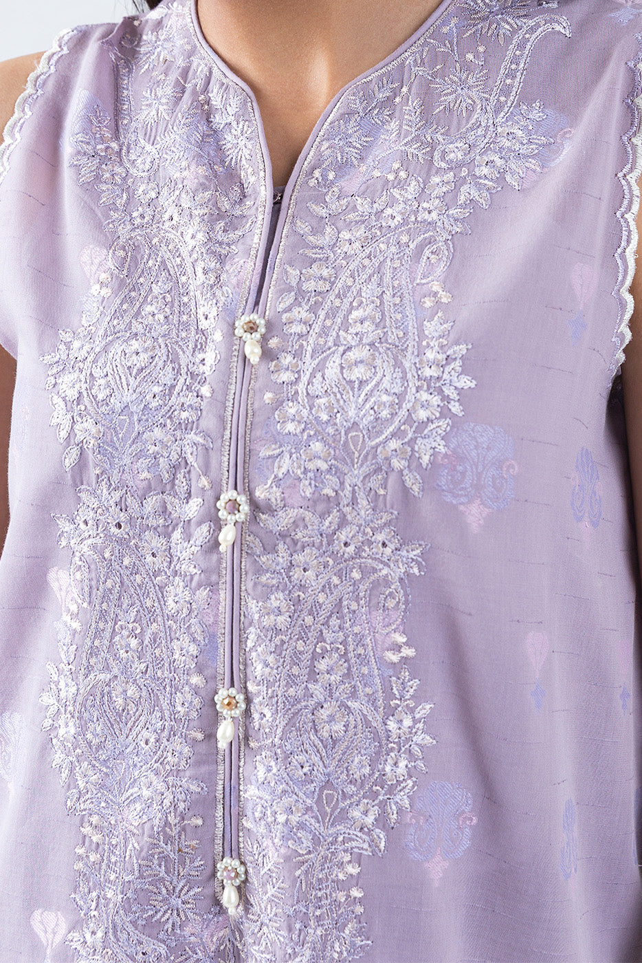 2 PIECE EMBROIDERED JACQUARD SUIT-PAISLEY VEIL (UNSTITCHED)