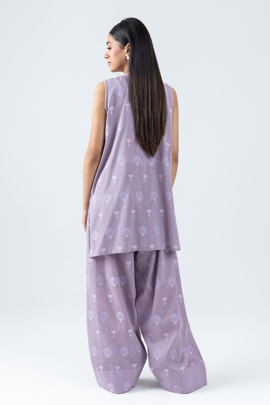 2 PIECE EMBROIDERED JACQUARD SUIT-PAISLEY VEIL (UNSTITCHED)