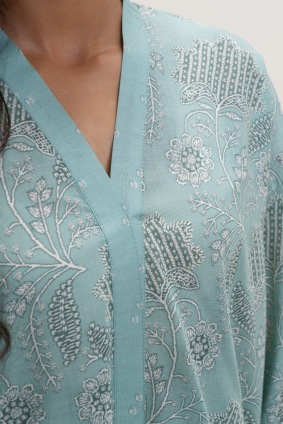 2 PIECE PRINTED LAWN SUIT-SAGE GLEAM (UNSTITCHED)