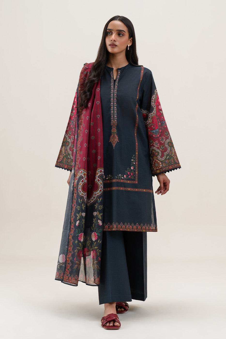 3 PIECE PRINTED LAWN SUIT-ROYAL AURA (UNSTITCHED)
