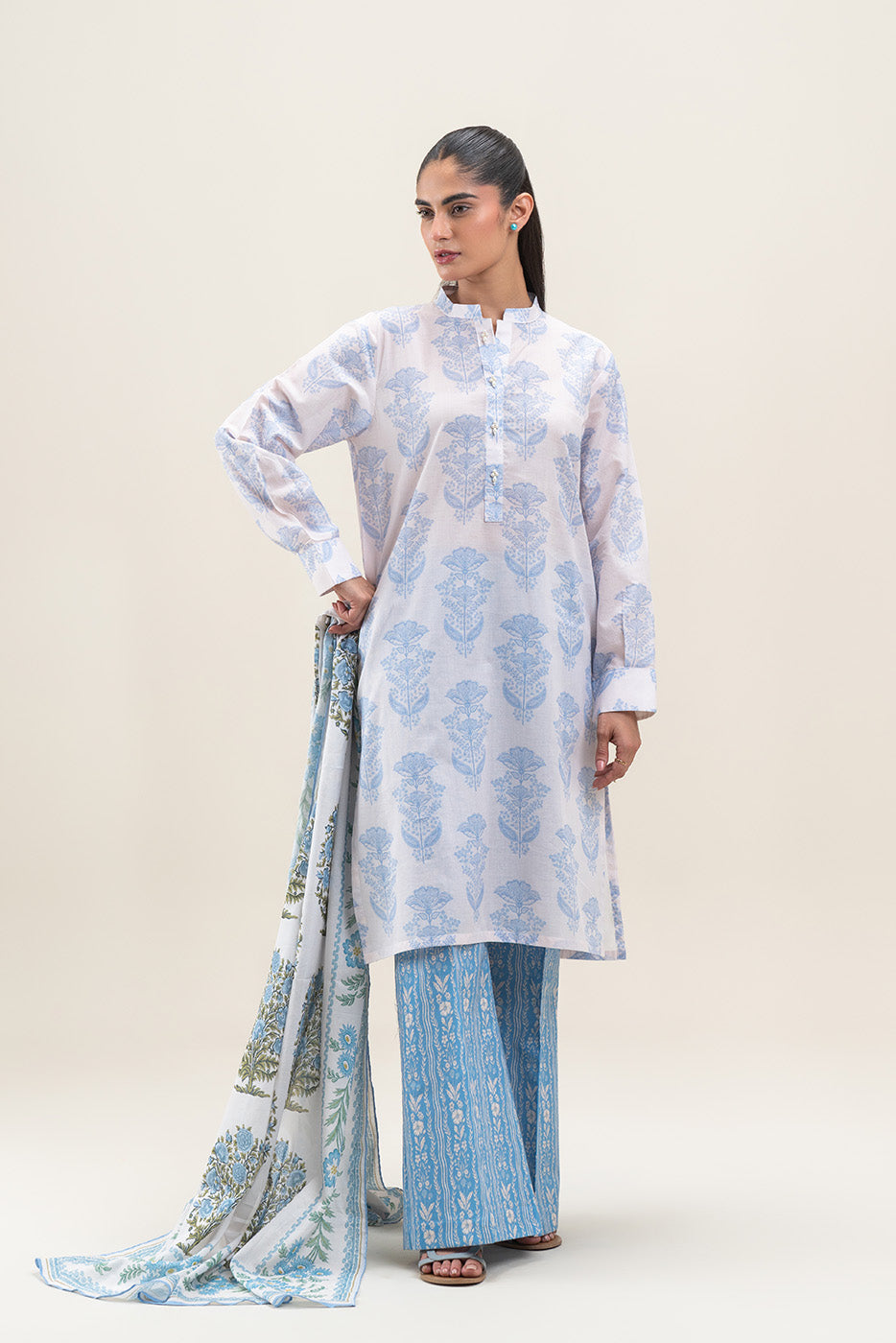 3 PIECE PRINTED LAWN LAWN SUIT-CAROLINA MUSE (UNSTITCHED)