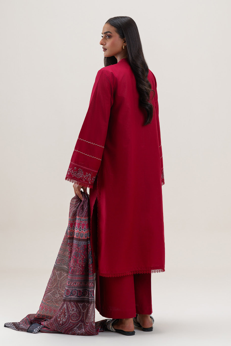 3 PIECE EMBROIDERED LAWN SUIT-SCARLET SAGE (UNSTITCHED)