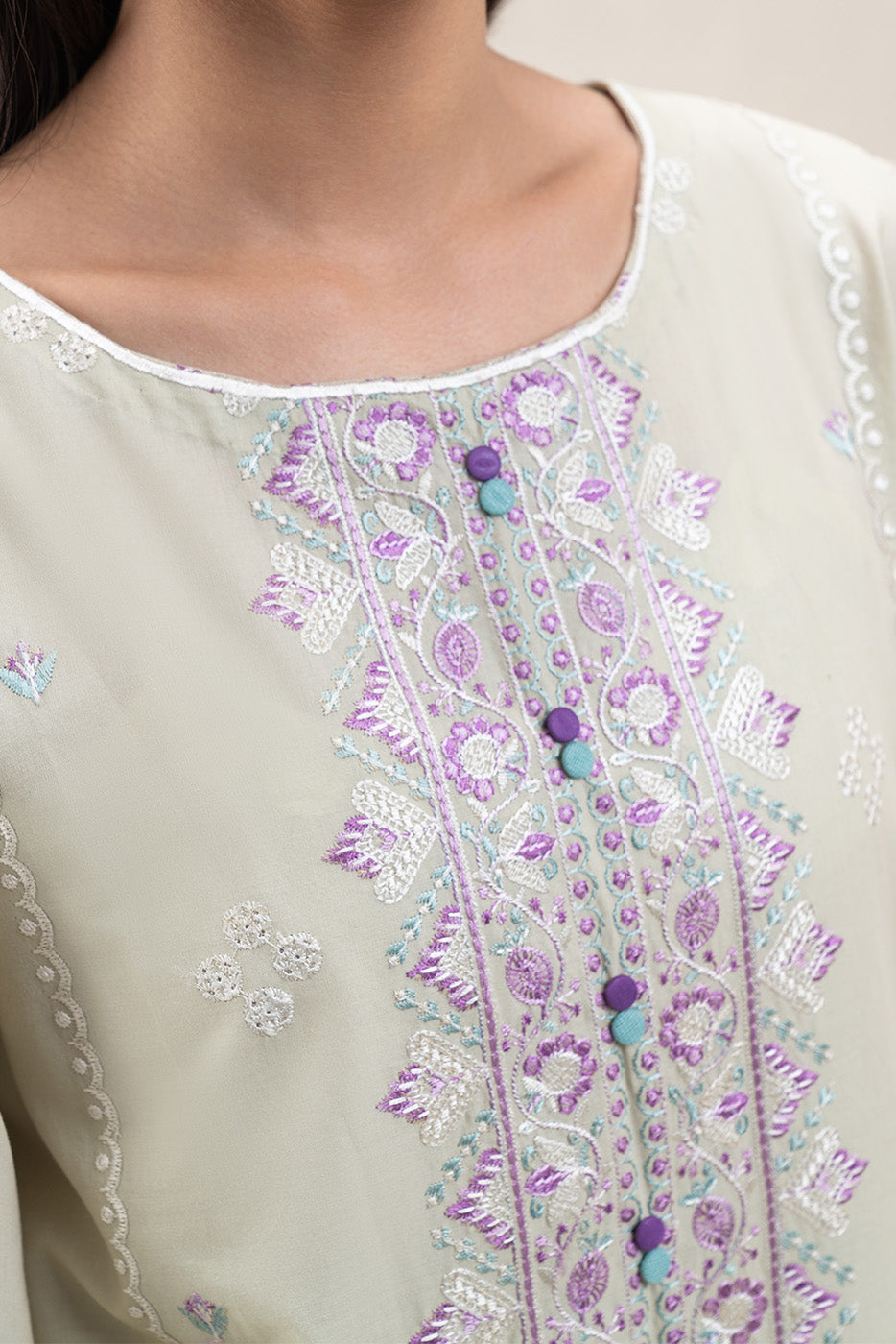 3 PIECE EMBROIDERED LAWN SUIT-LINEN MUSK (UNSTITCHED)
