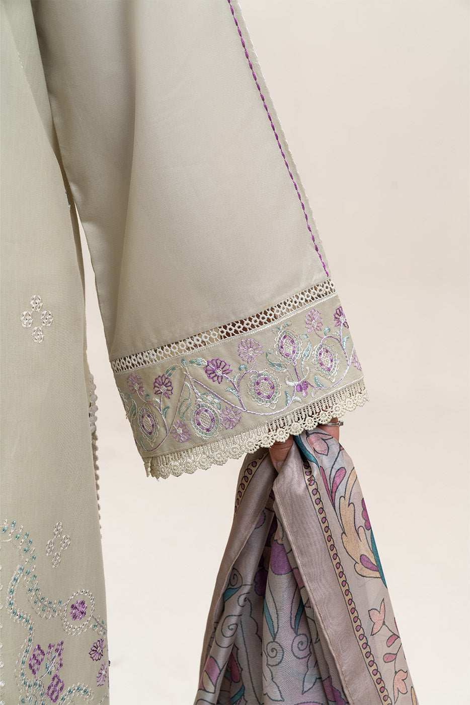 3 PIECE EMBROIDERED LAWN SUIT-LINEN MUSK (UNSTITCHED)