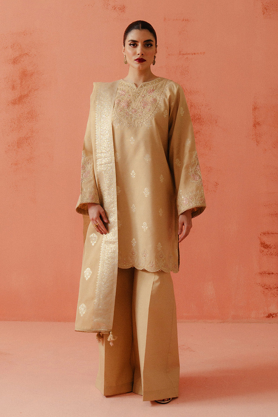 3 PIECE EMBROIDERED LUREX YAN DYED JACQUARD SUIT-CITRINE AURA (UNSTITCHED)