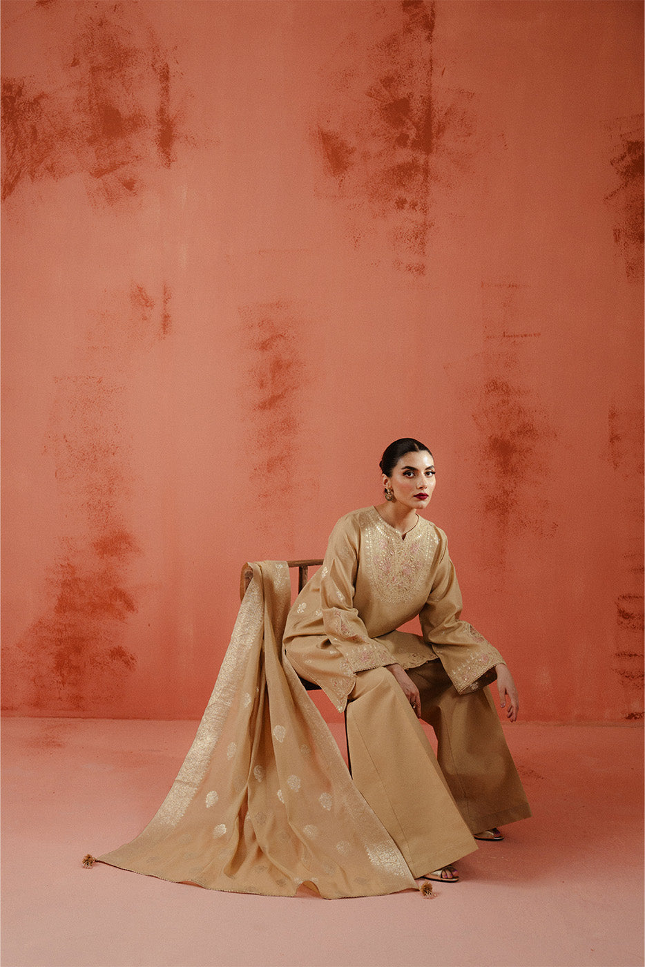 3 PIECE EMBROIDERED LUREX YAN DYED JACQUARD SUIT-CITRINE AURA (UNSTITCHED)