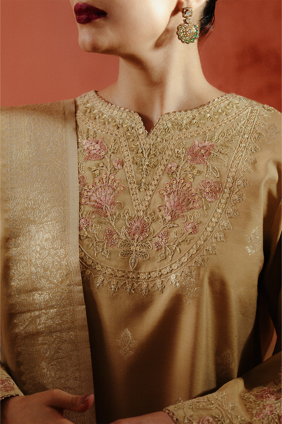 3 PIECE EMBROIDERED LUREX YAN DYED JACQUARD SUIT-CITRINE AURA (UNSTITCHED)