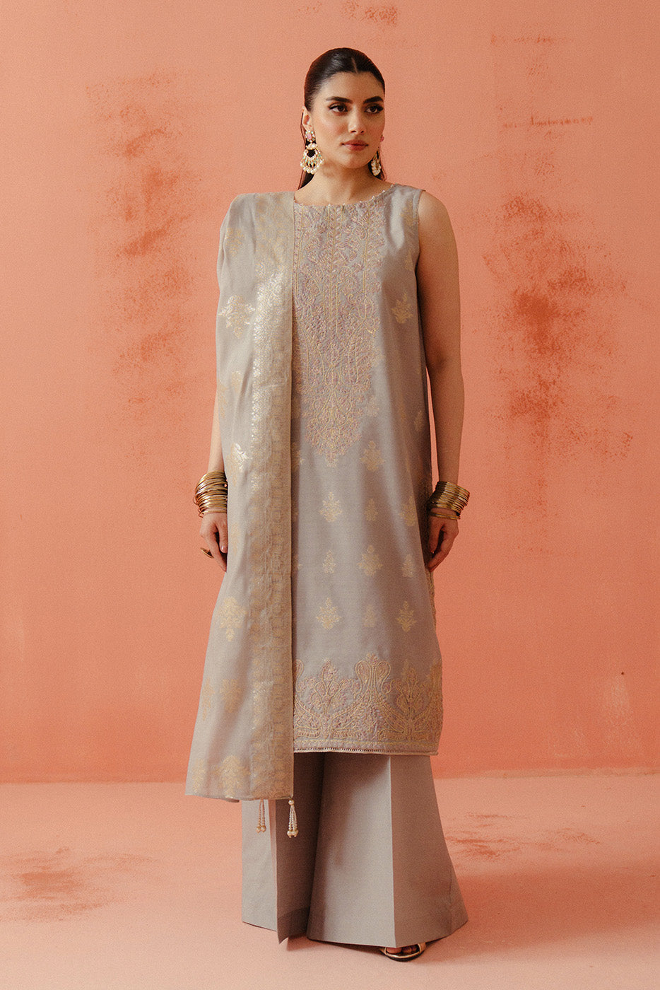 3 PIECE EMBROIDERED LUREX YAN DYED JACQUARD SUIT-AQUA GLAM (UNSTITCHED)