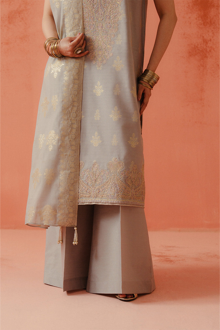 3 PIECE EMBROIDERED LUREX YAN DYED JACQUARD SUIT-AQUA GLAM (UNSTITCHED)