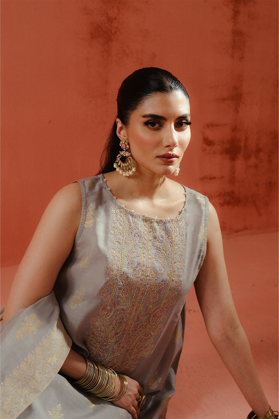 3 PIECE EMBROIDERED LUREX YAN DYED JACQUARD SUIT-AQUA GLAM (UNSTITCHED)
