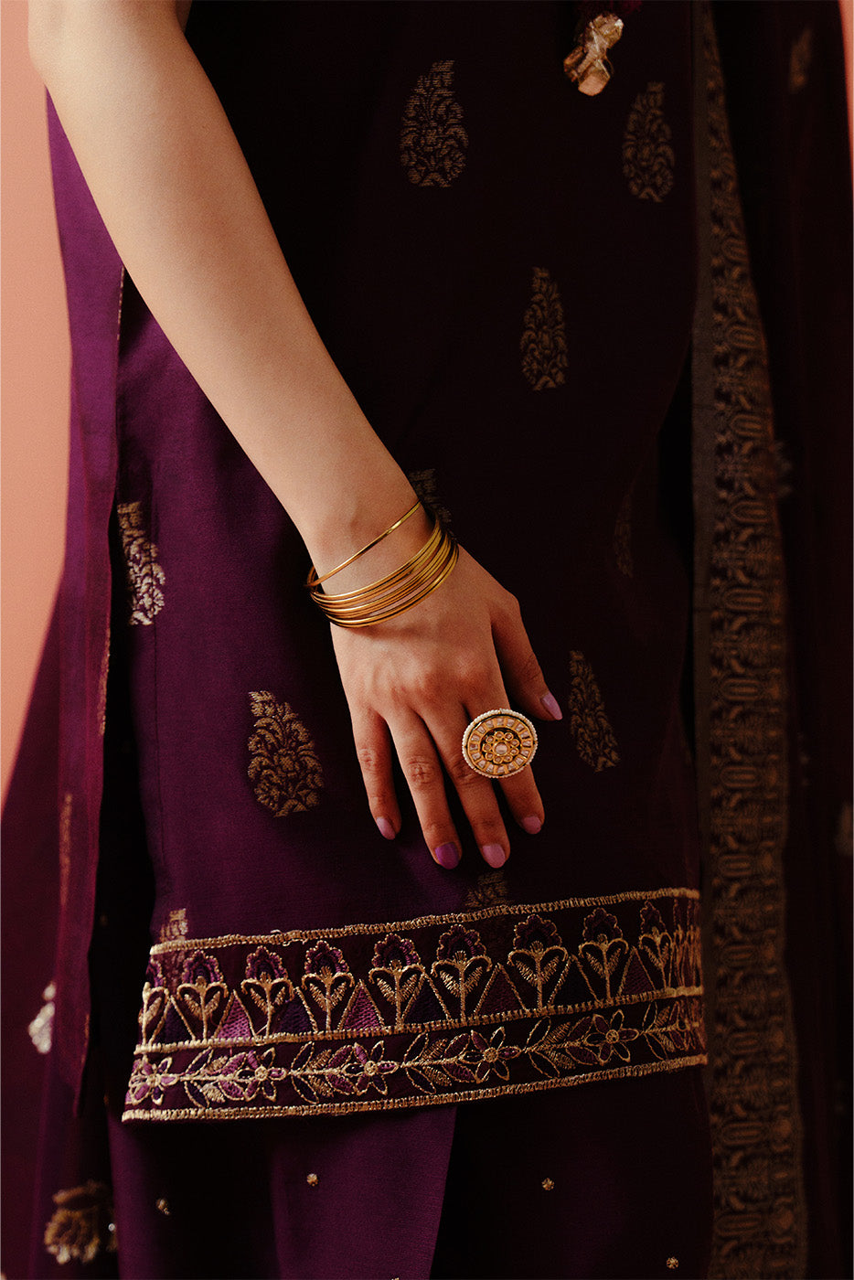 3 PIECE EMBROIDERED LUREX YAN DYED JACQUARD SUIT-DEEP BERRY (UNSTITCHED)