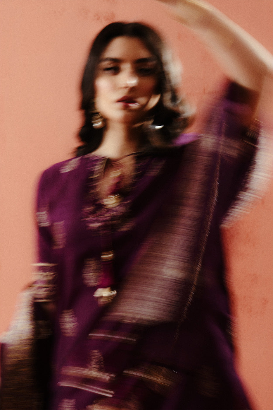 3 PIECE EMBROIDERED LUREX YAN DYED JACQUARD SUIT-DEEP BERRY (UNSTITCHED)