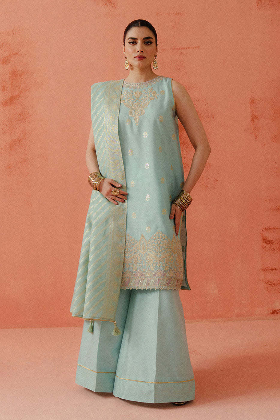 3 PIECE EMBROIDERED LUREX YAN DYED JACQUARD SUIT-PASTEL MUSE (UNSTITCHED)