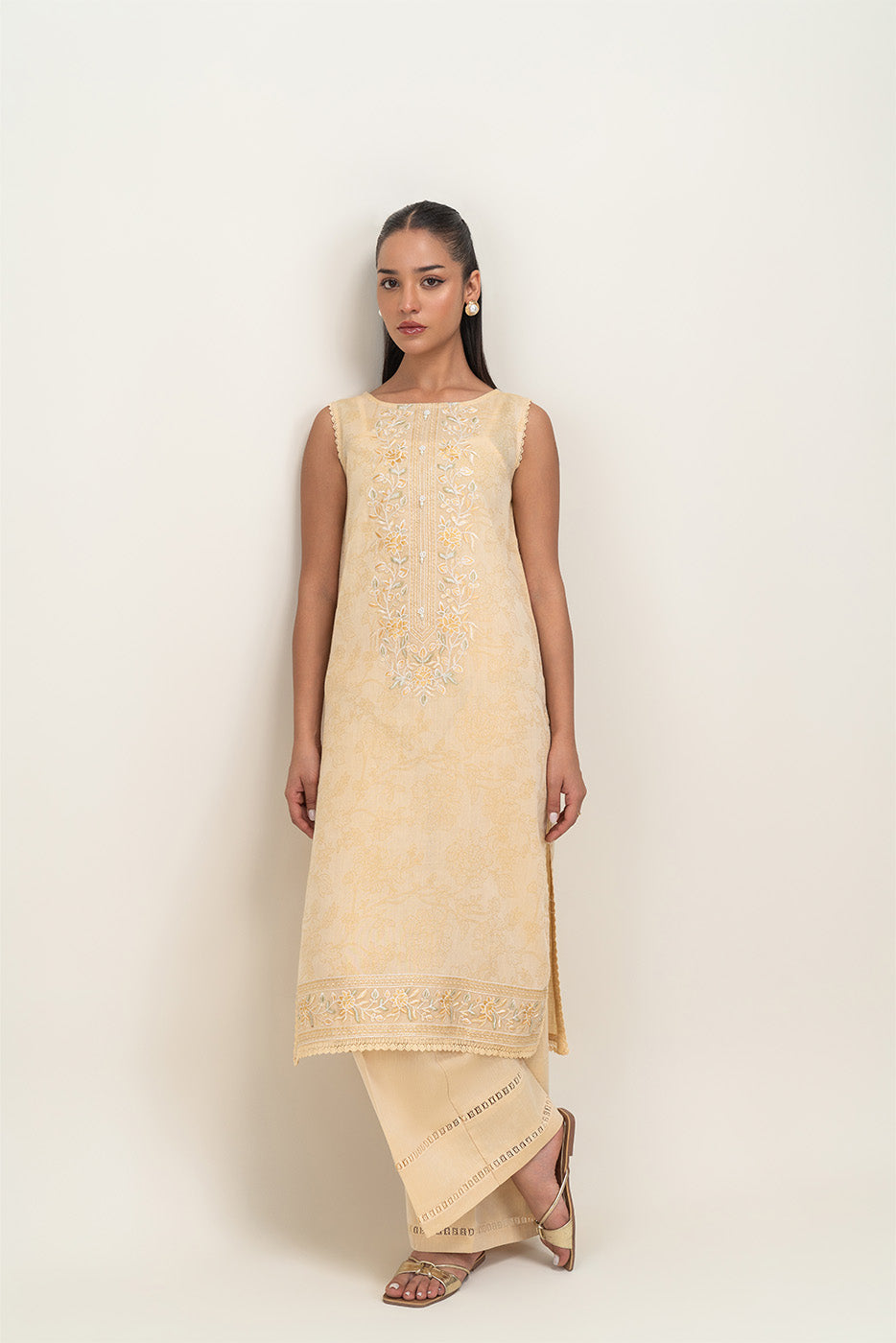 2 PIECE EMBROIDERED YAN DYED JACQUARD SUIT-MANGO SORBET (UNSTITCHED)