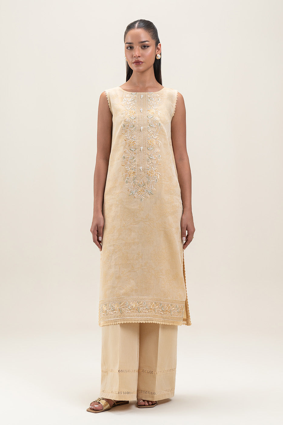 2 PIECE EMBROIDERED YAN DYED JACQUARD SUIT-MANGO SORBET (UNSTITCHED)