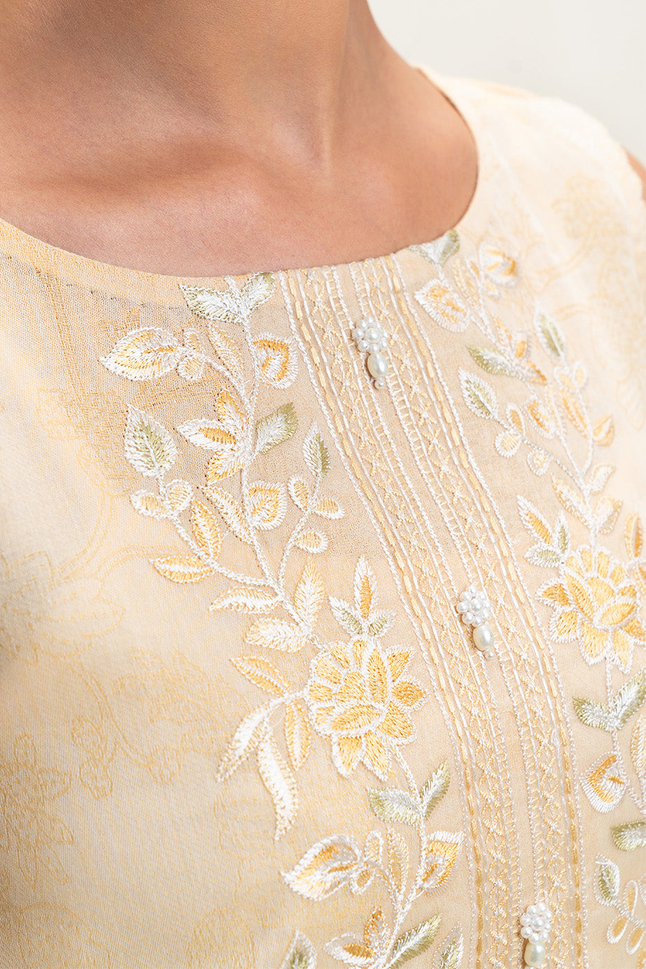 2 PIECE EMBROIDERED YAN DYED JACQUARD SUIT-MANGO SORBET (UNSTITCHED)