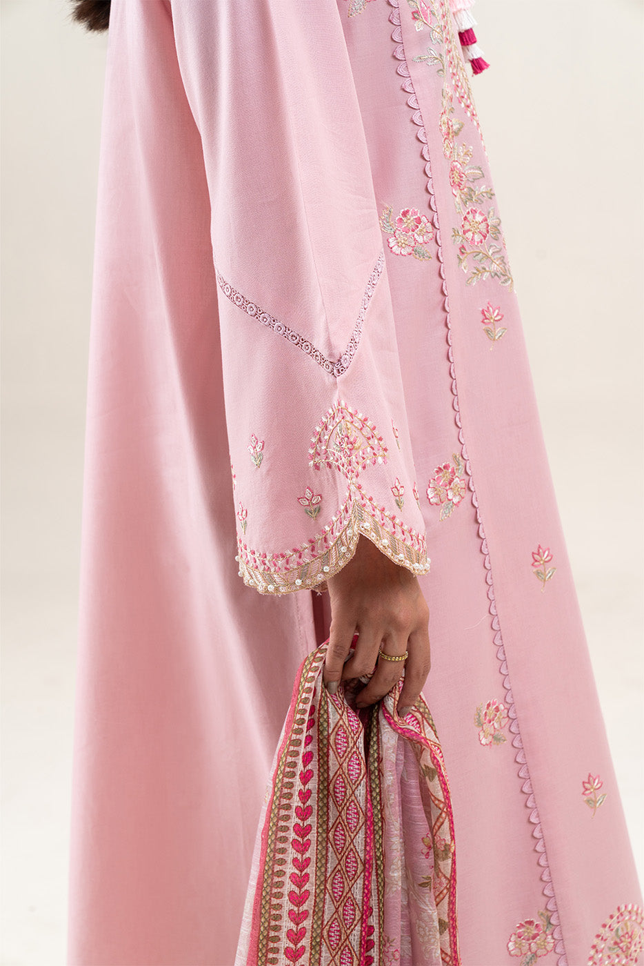 3 PIECE EMBROIDERED LAWN SUIT-PINK LUSH (UNSTITCHED)