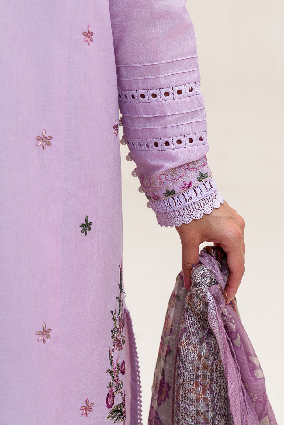 3 PIECE EMBROIDERED LAWN SUIT-LILAC MELODY (UNSTITCHED)