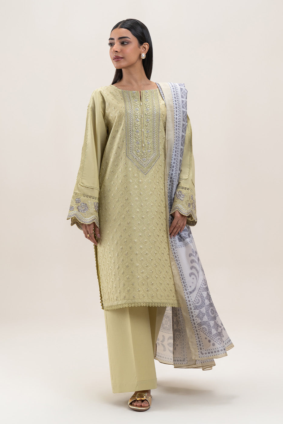 3 PIECE EMBROIDERED LAWN SUIT-CITRINE PUFF (UNSTITCHED)