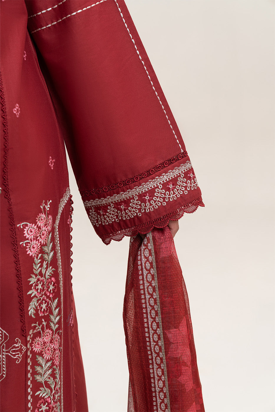 3 PIECE EMBROIDERED LAWN SUIT-BLUSH BLISS (UNSTITCHED)