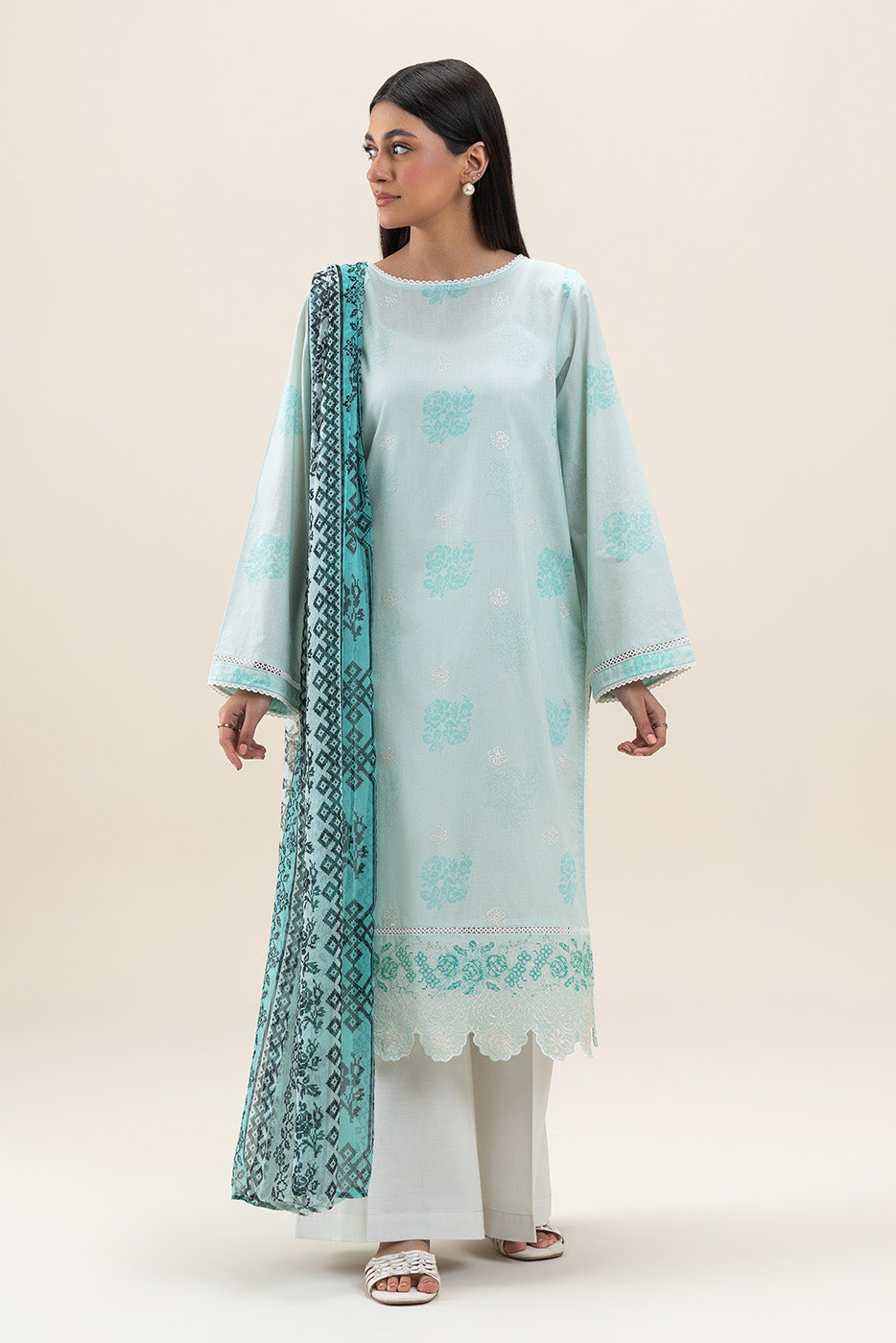 2 PIECE EMBROIDERED LAWN SUIT-ARCTIC MUSE (UNSTITCHED)