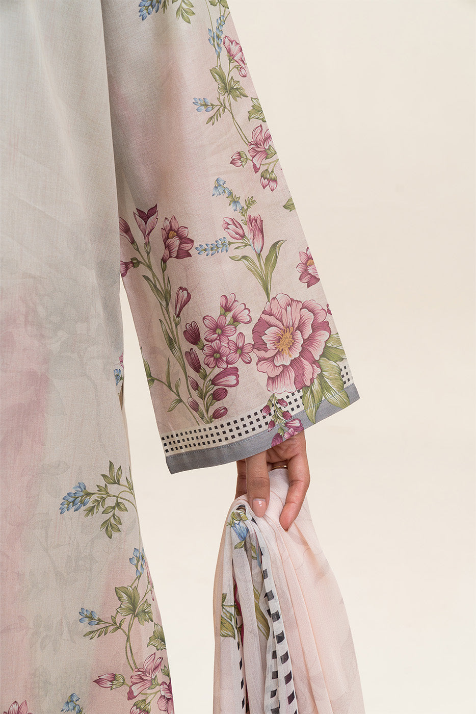 3 PIECE PRINTED SUIT-SOFT GARDENIA (UNSTITCHED)