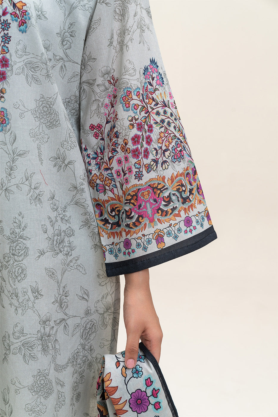 3 PIECE PRINTED LAWN SUIT-MYSTIC ASH (UNSTITCHED)