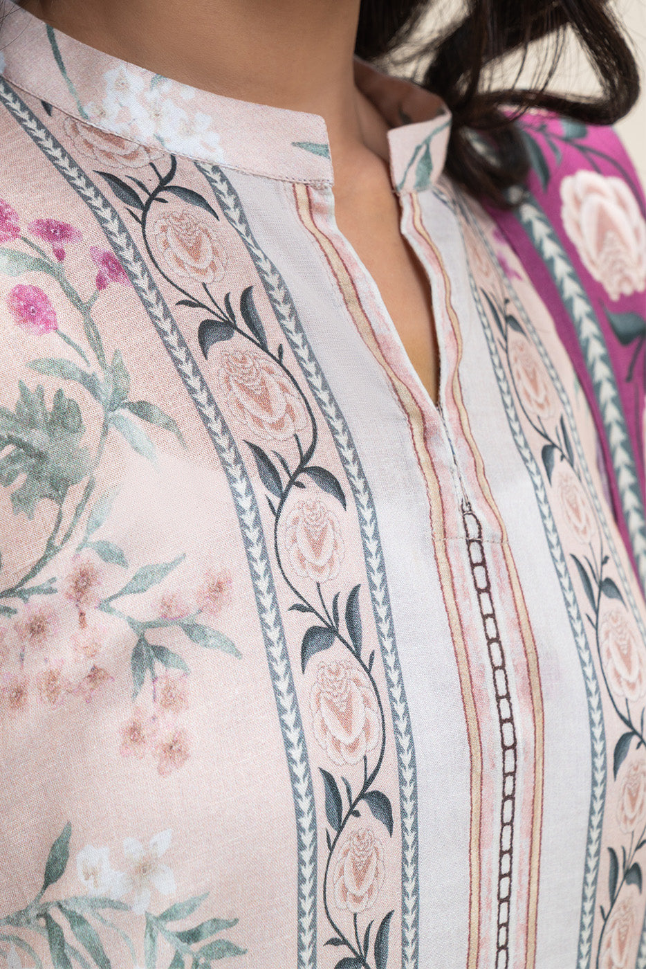 3 PIECE PRINTED LAWN SUIT-IVORY FERN (UNSTITCHED)
