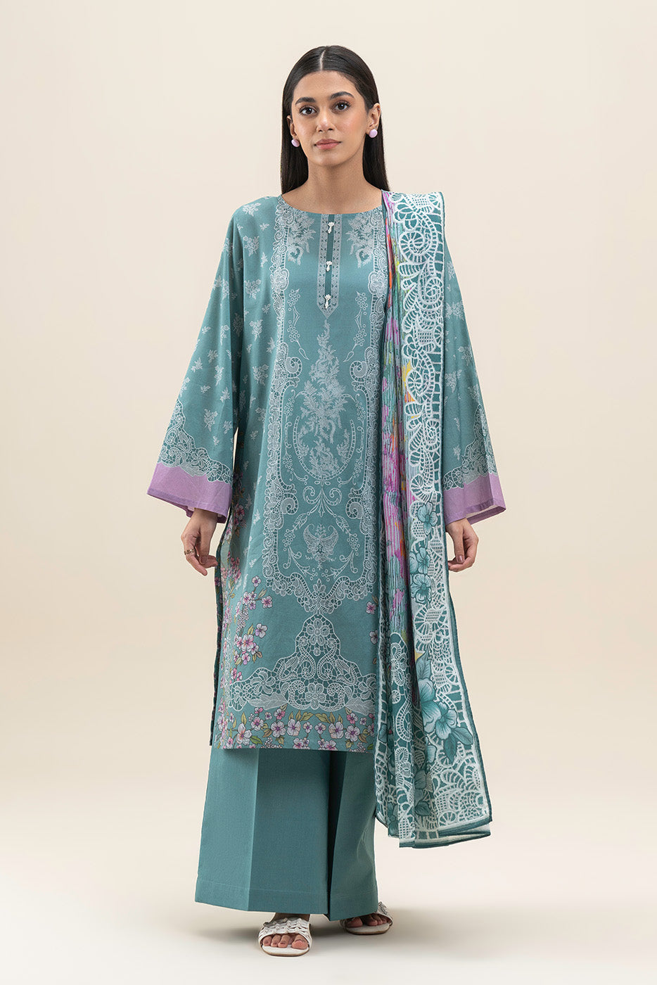 3 PIECE PRINTED LAWN SUIT-GLIMMER STITCH (UNSTITCHED)