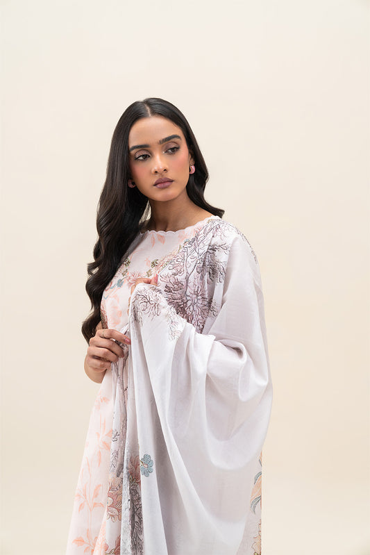 3 PIECE PRINTED LAWN SUIT-CORAL CARNATION (UNSTITCHED)