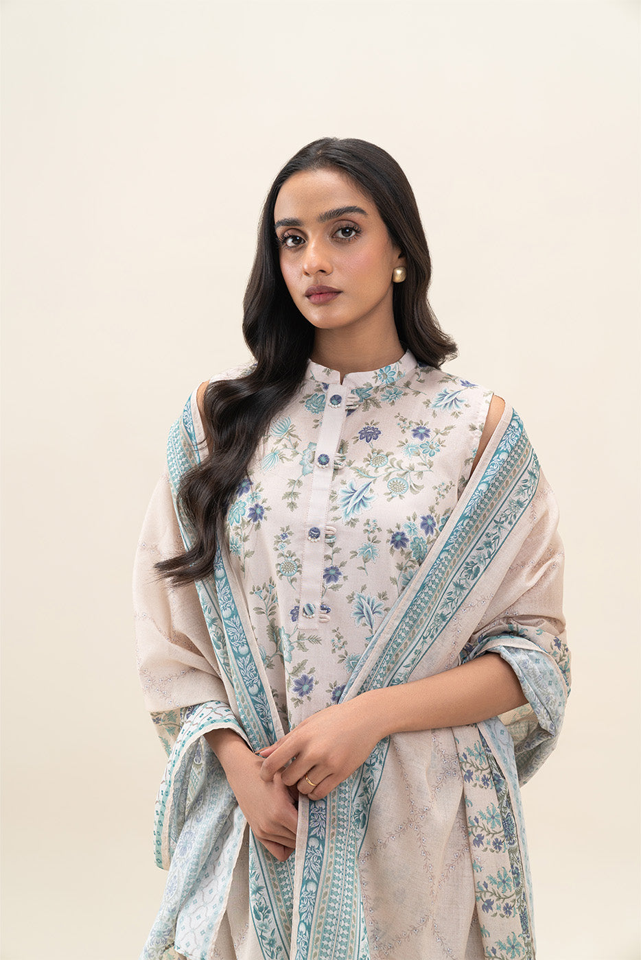 3 PIECE PRINTED LAWN SUIT-LAUREL TINT (UNSTITCHED)