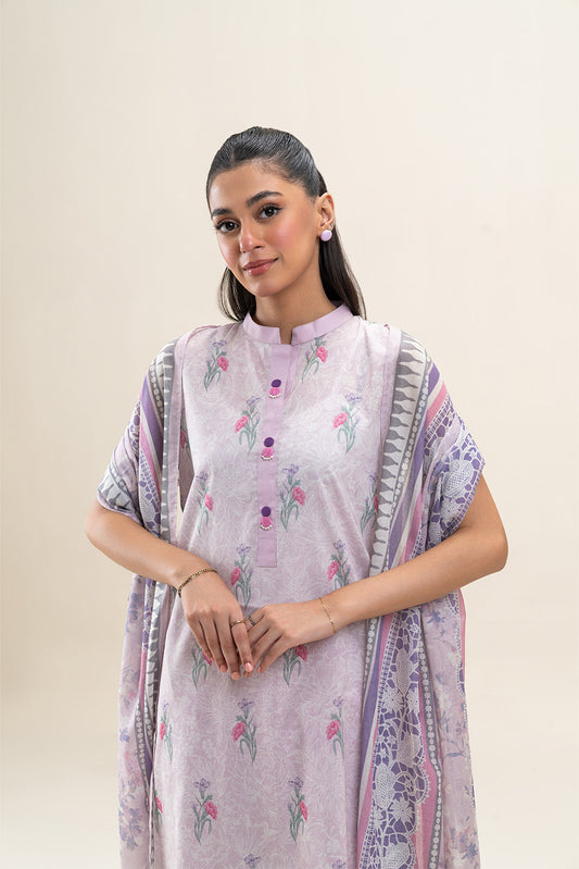 3 PIECE PRINTED LAWN SUIT-FLORA HAZE (UNSTITCHED)
