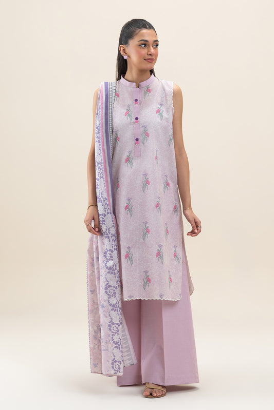 3 PIECE PRINTED LAWN SUIT-FLORA HAZE (UNSTITCHED)