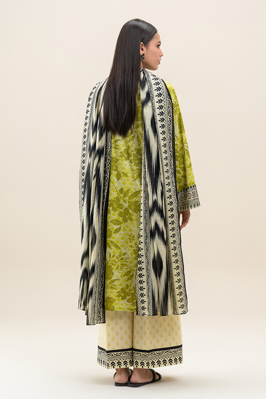 3 PIECE PRINTED LAWN SUIT-VOLT TRIBE (UNSTITCHED)