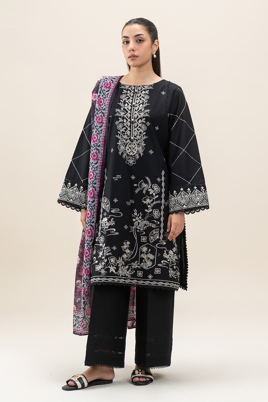 3 PIECE EMBROIDERED LAWN SUIT-EBONY VOGUE (UNSTITCHED)