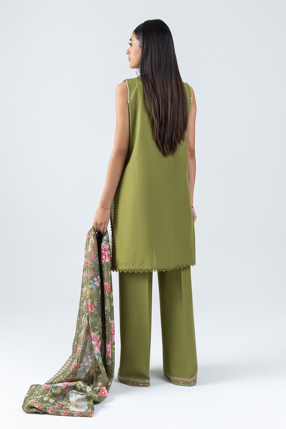 3 PIECE EMBROIDERED LAWN SUIT-OLIVE BLOOM (UNSTITCHED)