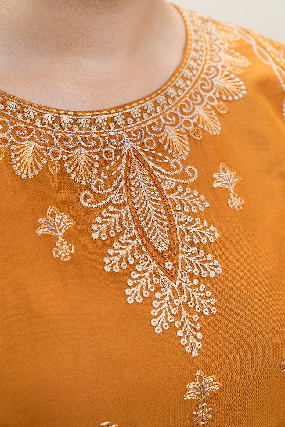 3 PIECE EMBROIDERED LAWN SUIT-CARAMEL MUSE (UNSTITCHED)