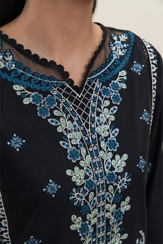 3 PIECE EMBROIDERED LAWN SUIT-MYSTIC BLACK (UNSTITCHED)
